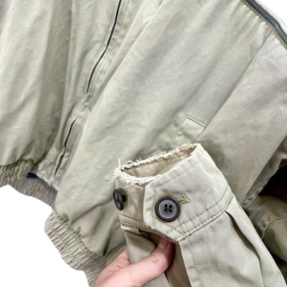 Vintage 90s Misty Harbor Men's Khaki Blue Stripe Casual Bomber Jacket - Large - Picture 6 of 13
